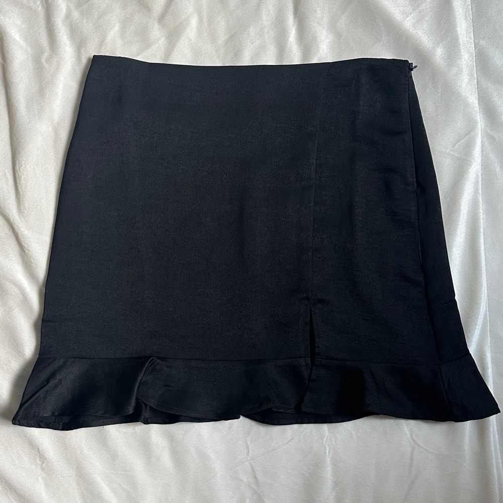 Kittenish Black Ruffle Mini Skirt